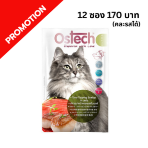 Ostech - อาหารเปียกแมว เบอร์ 4  ทูน่าหน้าหอยเซลล์ในเยลลี่